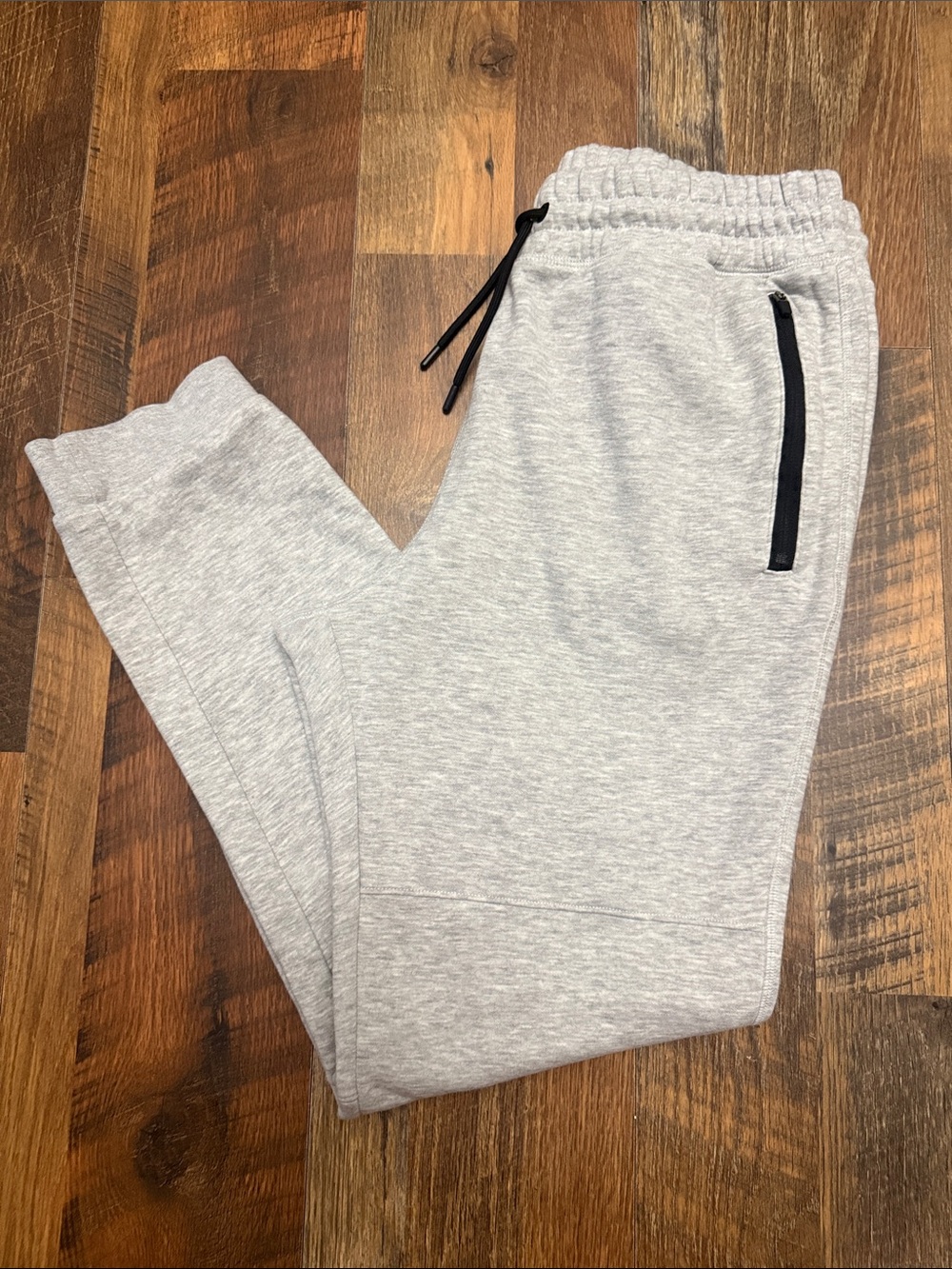H&M Men's Slim Fit Gray Jogger Sweatpants Black Zip Pockets Size M
